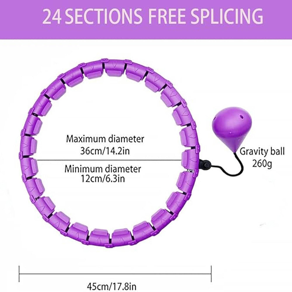 Weighted Smart Hula Ring Hoops with 360 Auto Rotation Massage - Purple