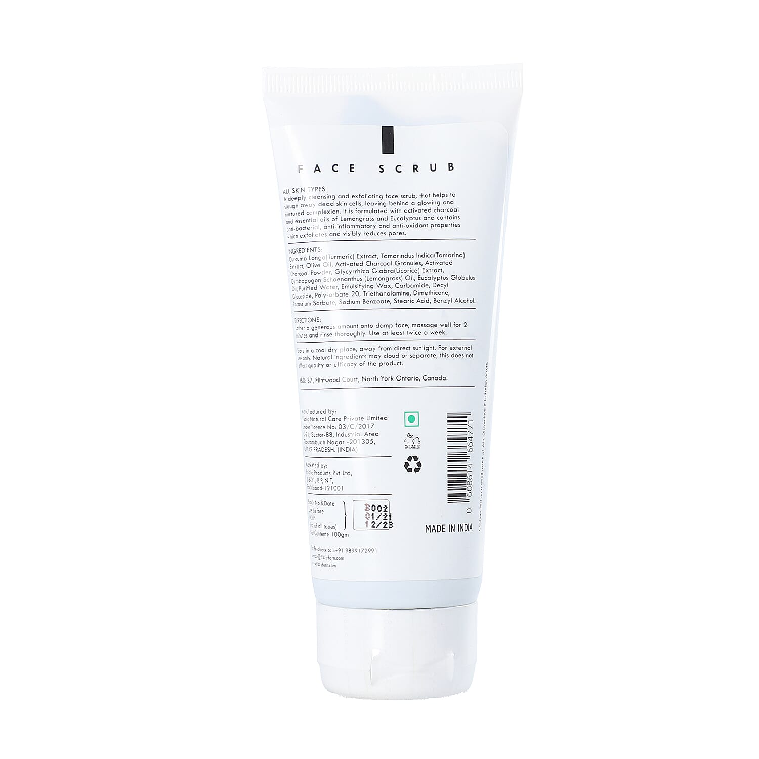 Fizzy Fern- Charcoal Face Scrub with Turmeric - Tamarind Extract