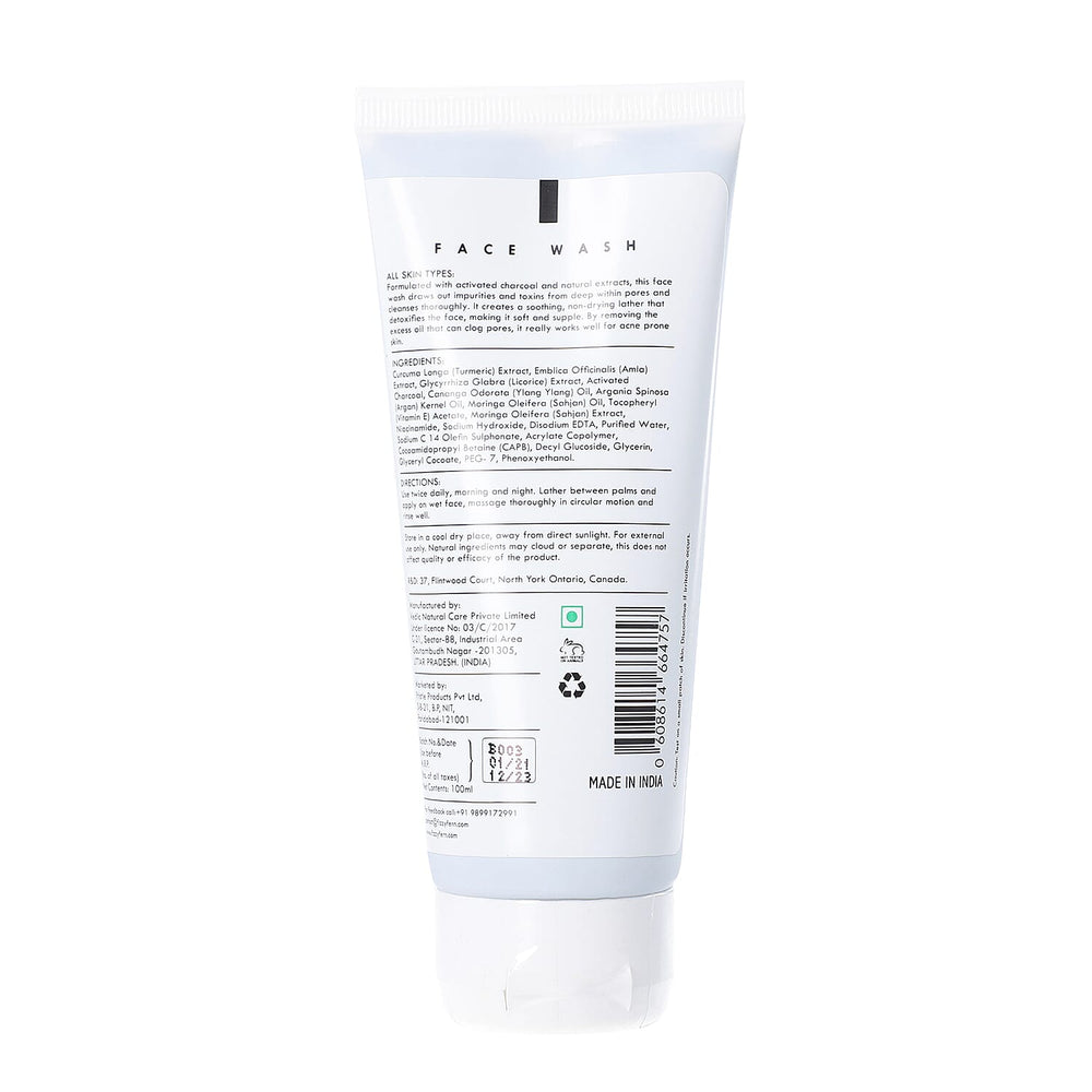 Fizzy Fern Charcoal Face Wash Sulfate - Paraben Free with Turmeric and Amla