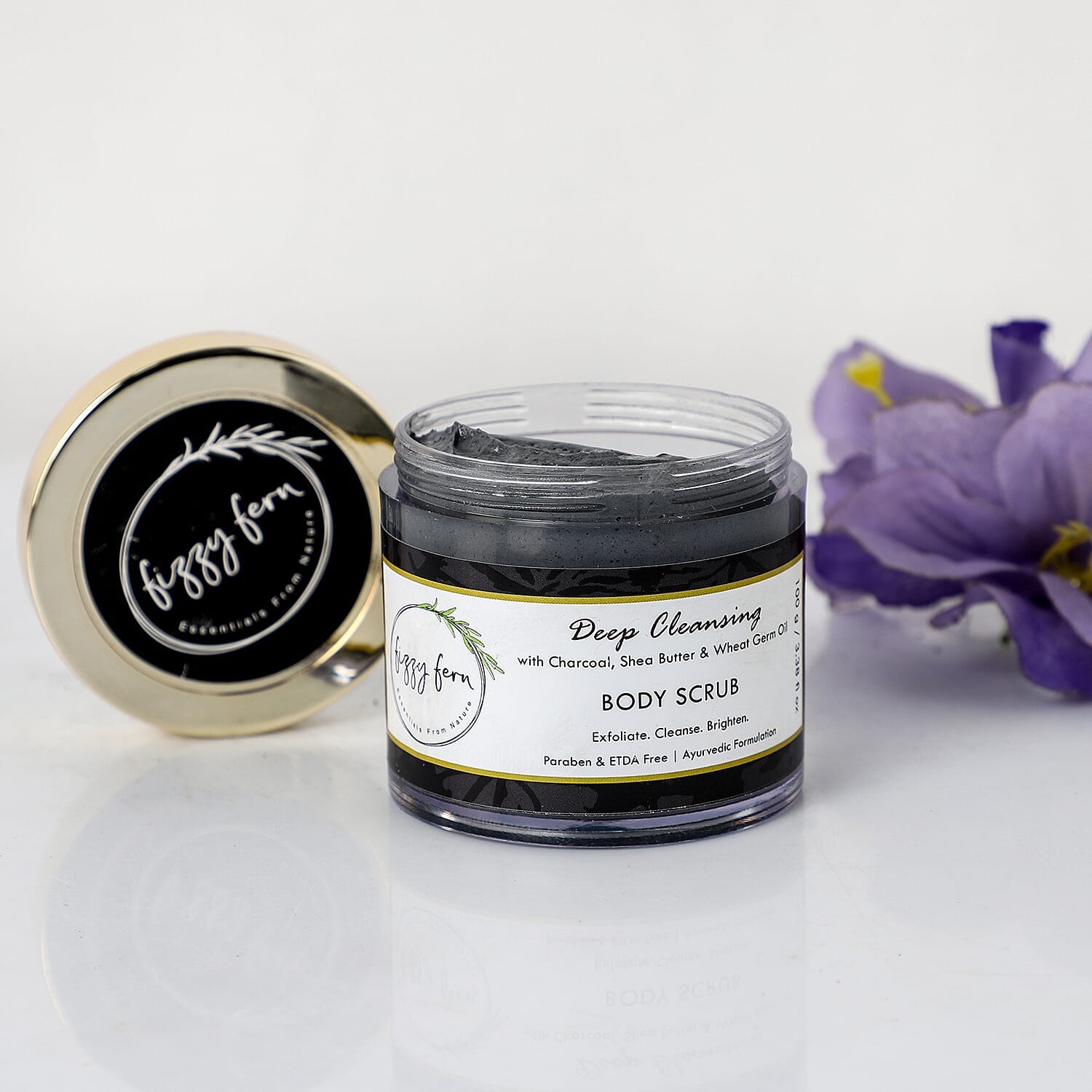 Fizzy Fern- Deep Cleansing Body Scrub with Charcoal, Shea Butter and Wheat Germ Oil