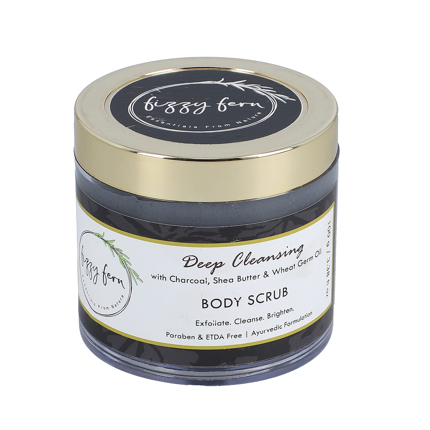 Fizzy Fern- Deep Cleansing Body Scrub with Charcoal, Shea Butter and Wheat Germ Oil