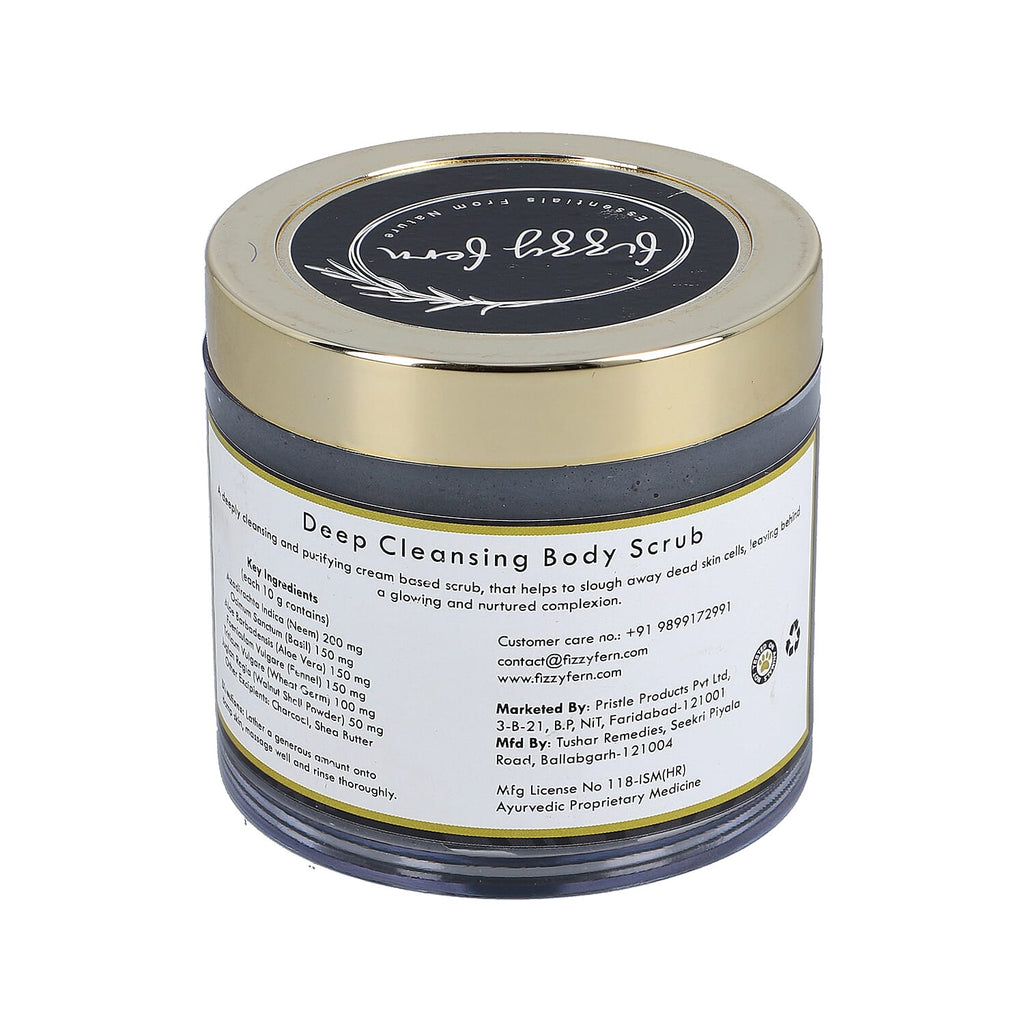 Fizzy Fern- Deep Cleansing Body Scrub with Charcoal, Shea Butter and Wheat Germ Oil
