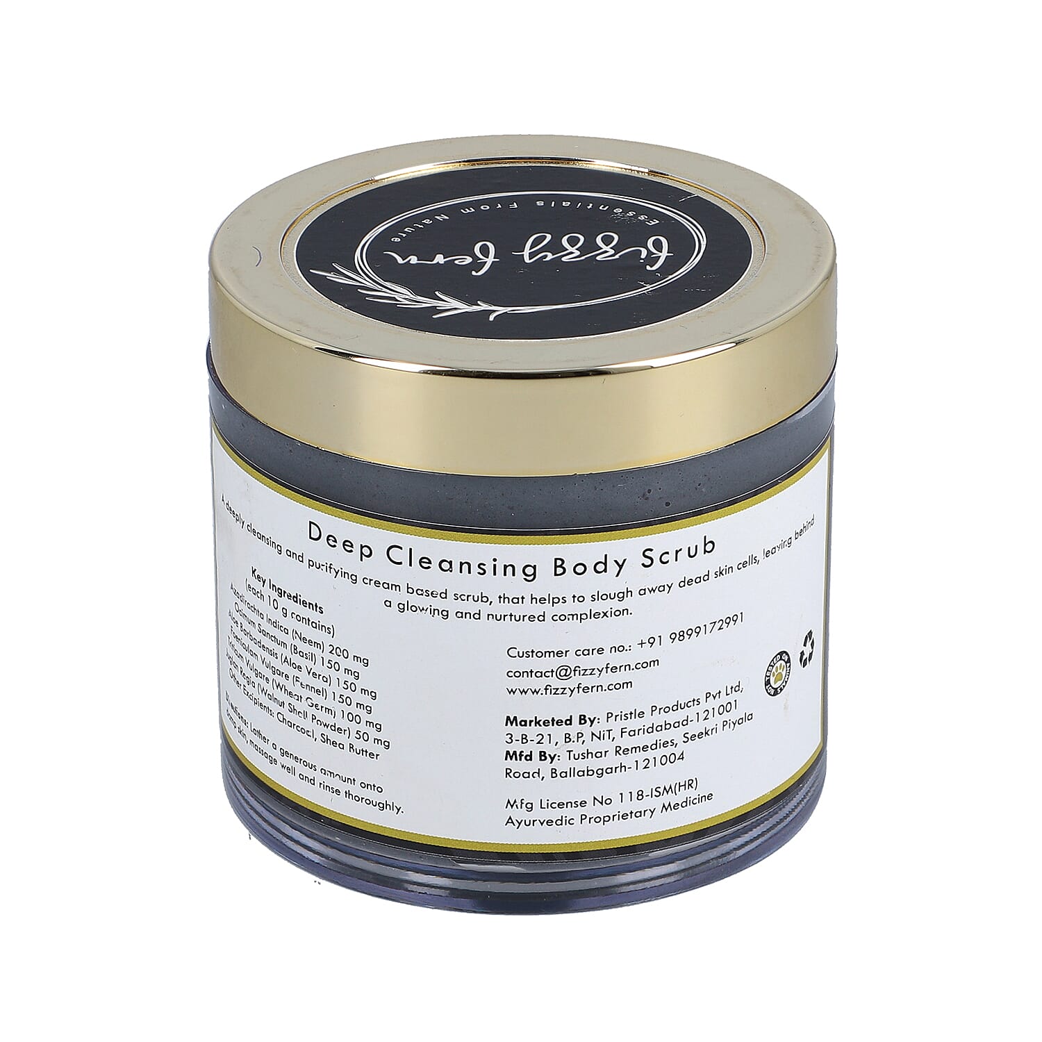 Fizzy Fern- Deep Cleansing Body Scrub with Charcoal, Shea Butter and Wheat Germ Oil