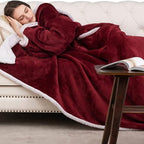 Flannel Blanket (Size 140x170 cm) - Burgundy