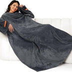 Luxury Super Soft Blanket with Sleeves-Size 140x170 cm - Grey