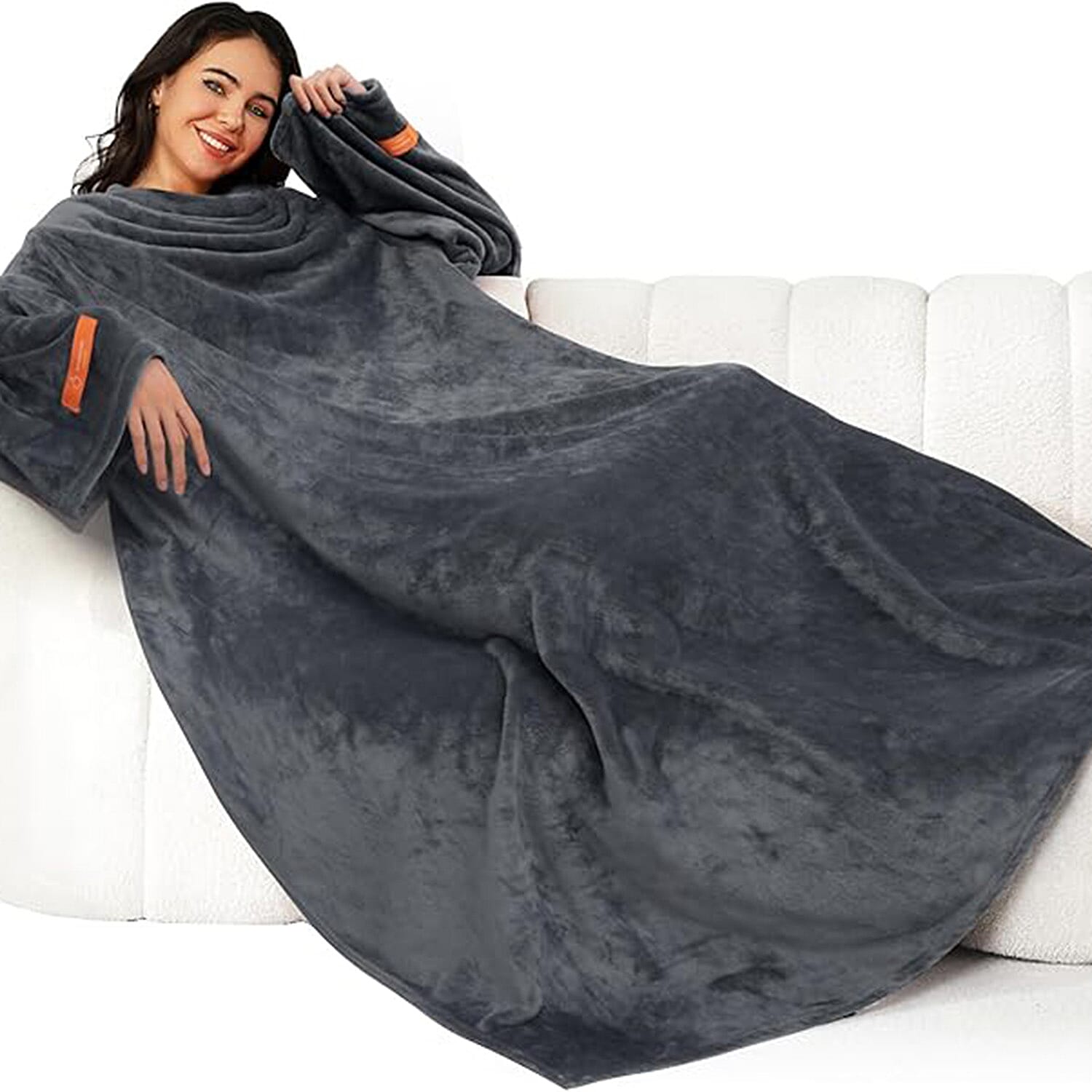 Luxury Super Soft Blanket with Sleeves-Size 140x170 cm - Grey