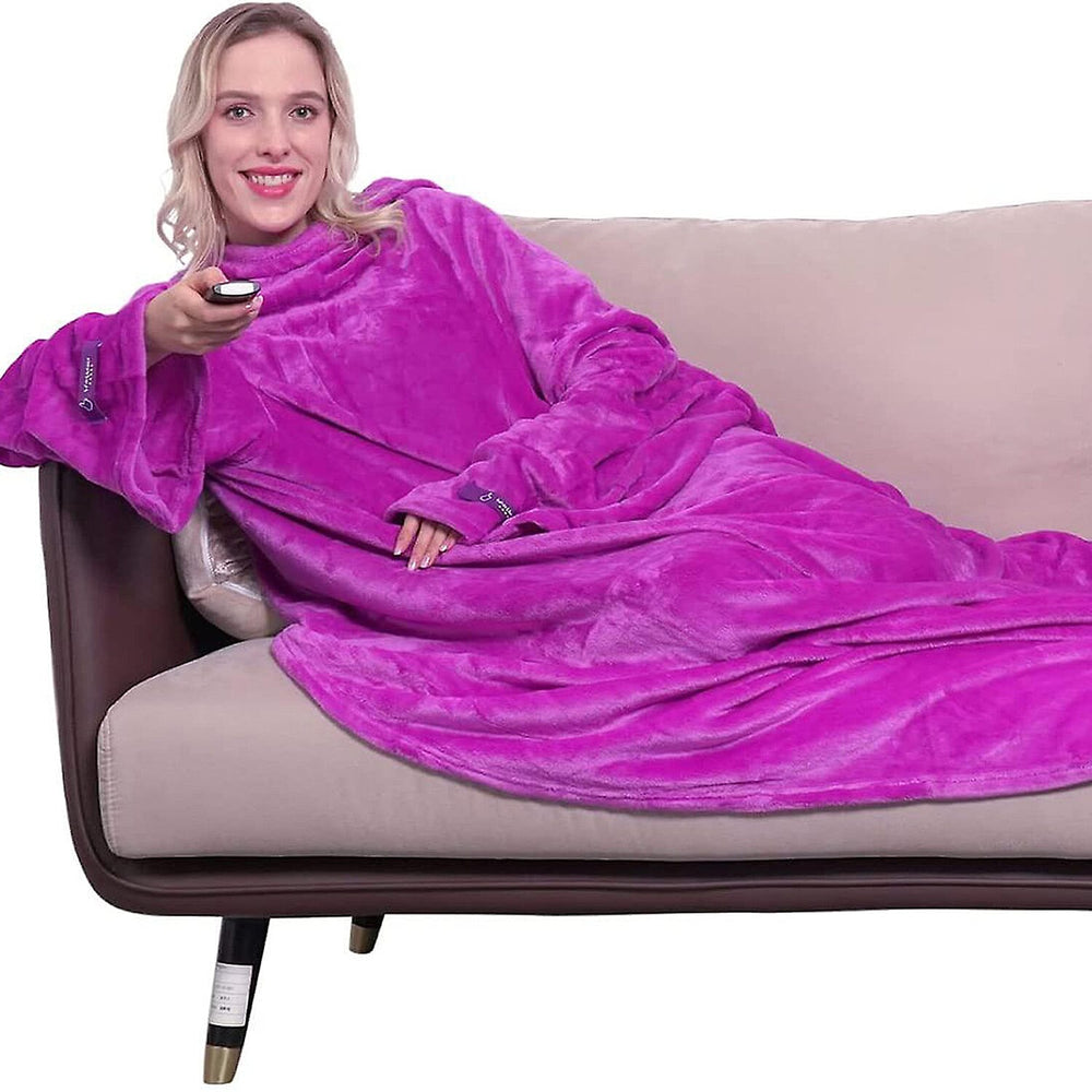 Luxury Super Soft Blanket with Sleeves (Size 140x200 cm) - Purple