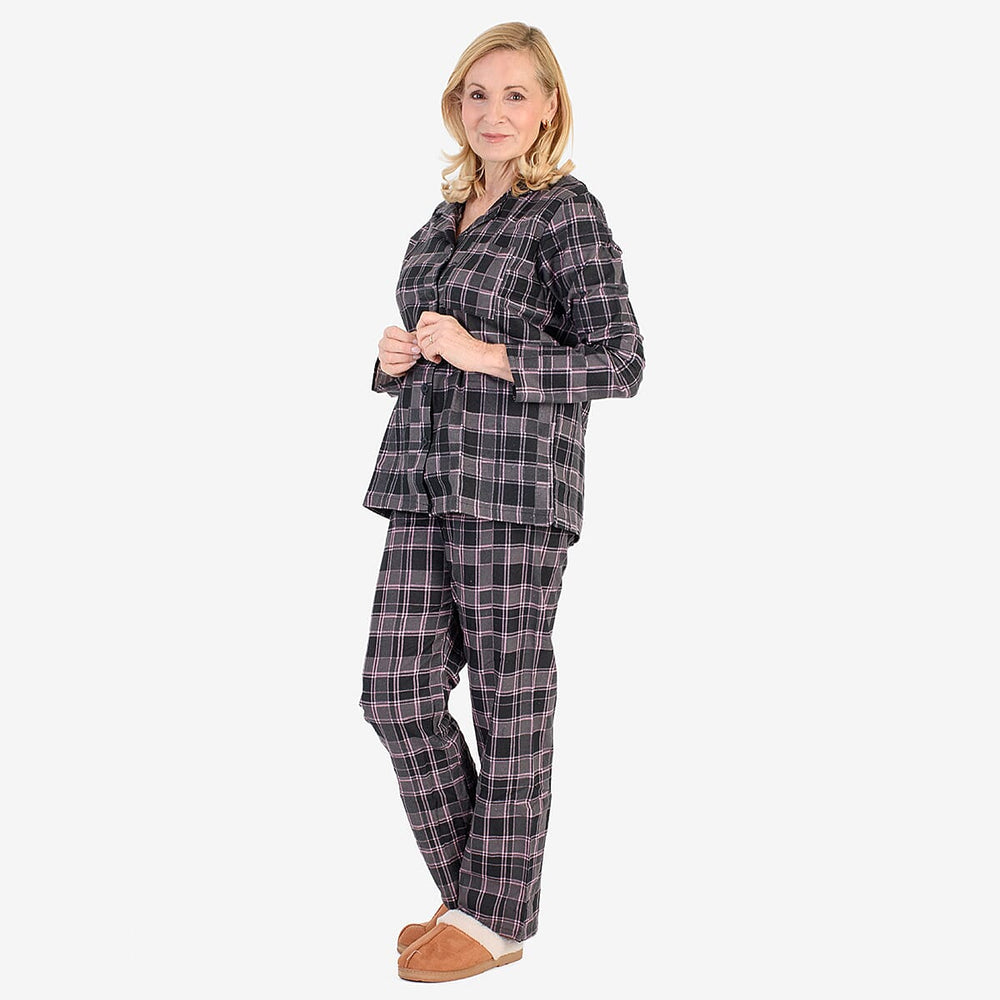 Flannel Check Loungwear  - Black & Black