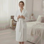 BLACK FRIDAY LAUNCH - Styled By Ultra-Luxurious Supersoft Fleece Dressing Gown 240-260 GSM with Pockets (Size M-L) - 8 to 16 White