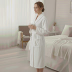 BLACK FRIDAY LAUNCH - Styled By Ultra-Luxurious Supersoft Fleece Dressing Gown 240-260 GSM with Pockets (Size M-L) - 8 to 16 White