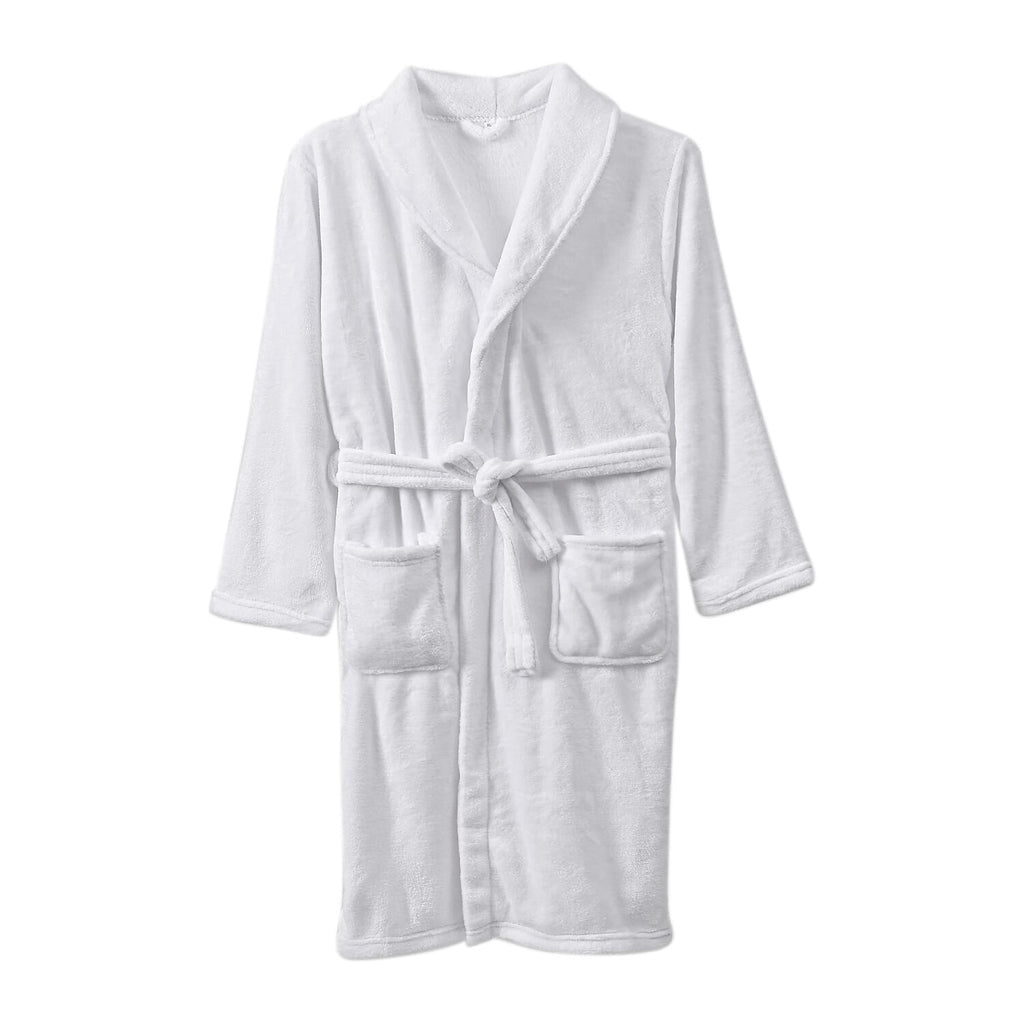 BLACK FRIDAY LAUNCH - Styled By Ultra-Luxurious Supersoft Fleece Dressing Gown 240-260 GSM with Pockets (Size M-L) - 8 to 16 White