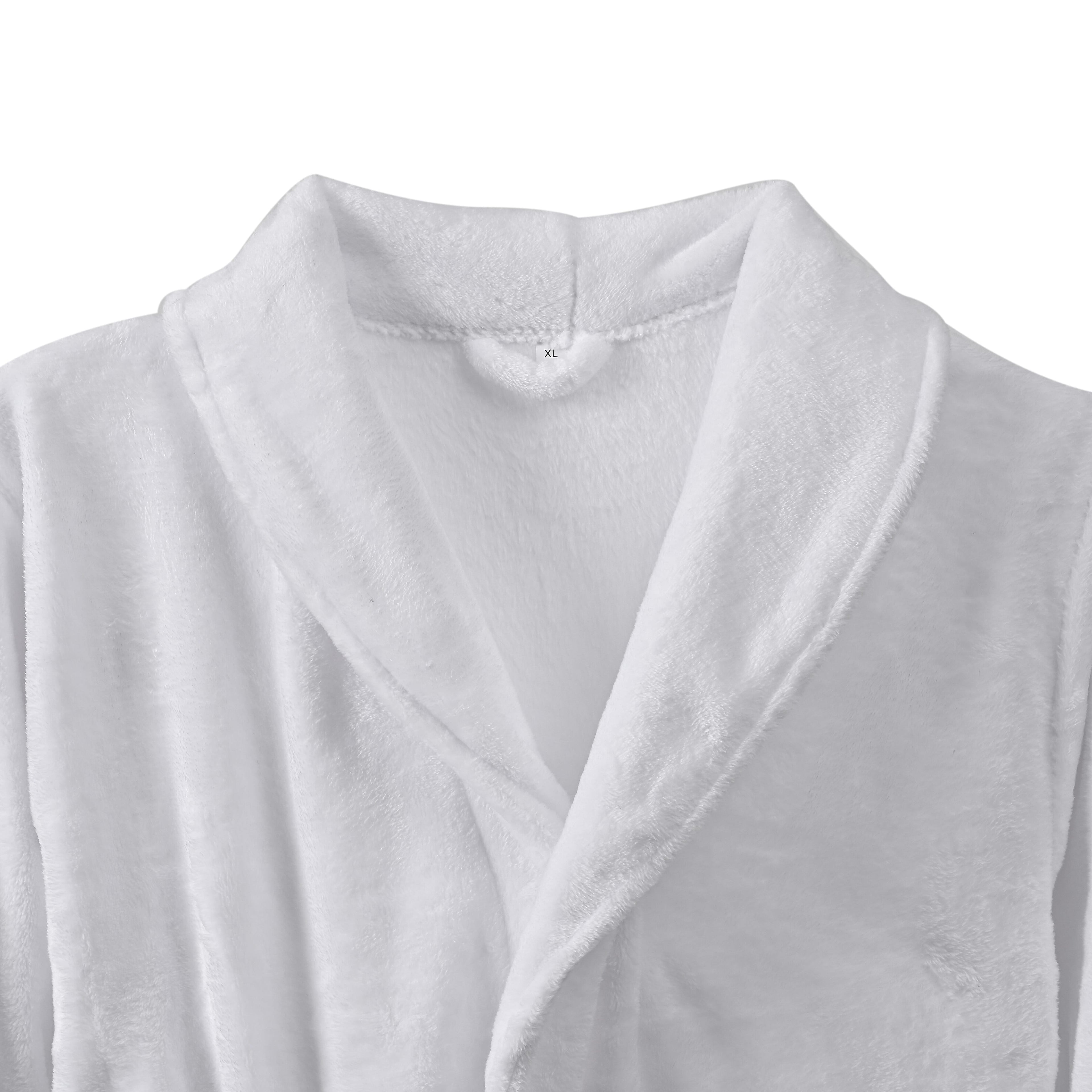 BLACK FRIDAY LAUNCH - Styled By Ultra-Luxurious Supersoft Fleece Dressing Gown 240-260 GSM with Pockets (Size M-L) - 8 to 16 White