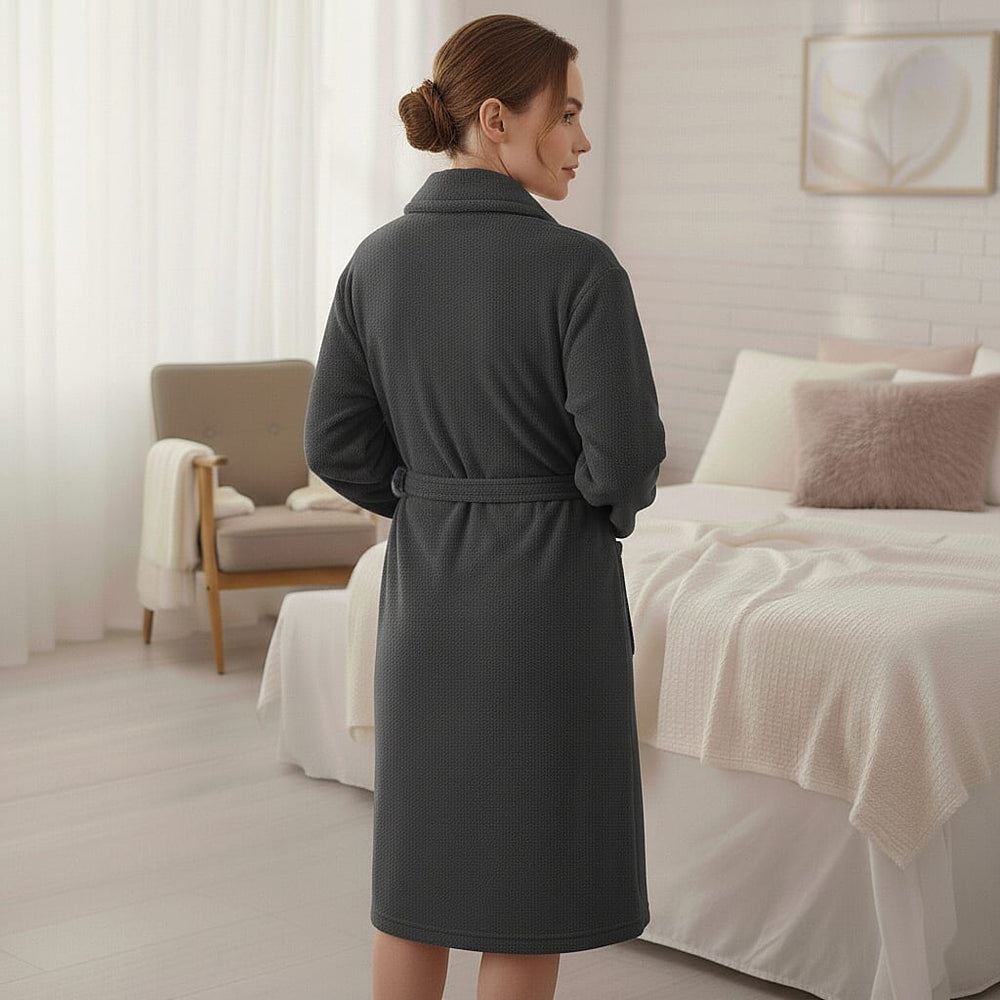 Styled By Supersoft Fleece Dressing Gown with Pockets (Size L-XL) - Grey