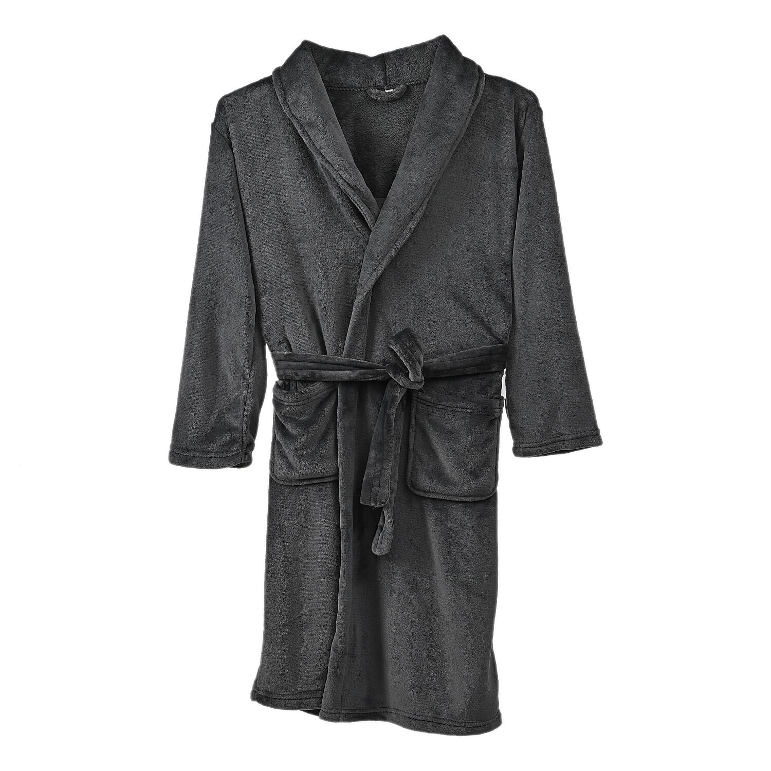 Styled By Supersoft Fleece Dressing Gown with Pockets (Size L-XL) - Grey