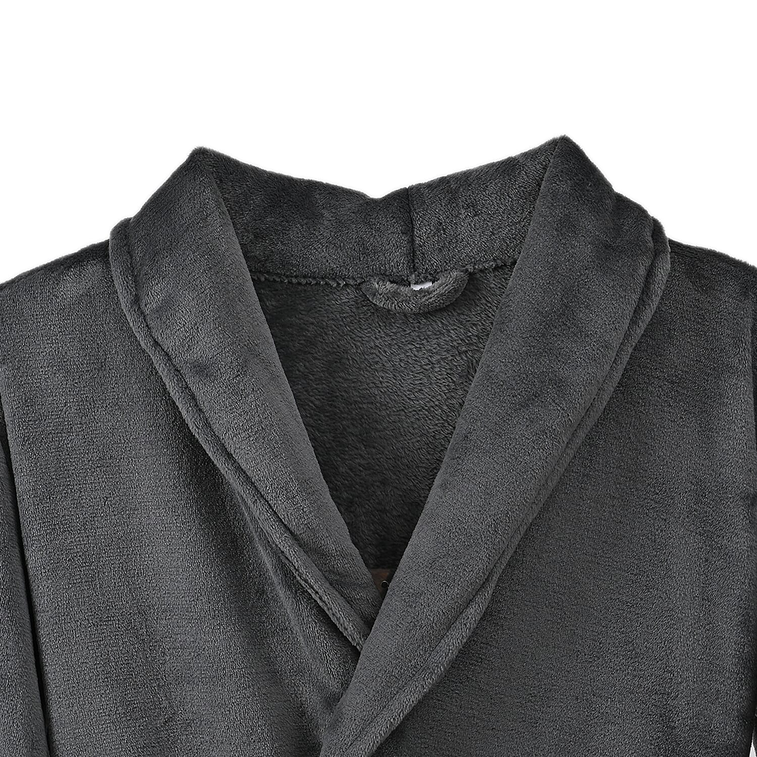 Styled By Supersoft Fleece Dressing Gown with Pockets (Size L-XL) - Grey