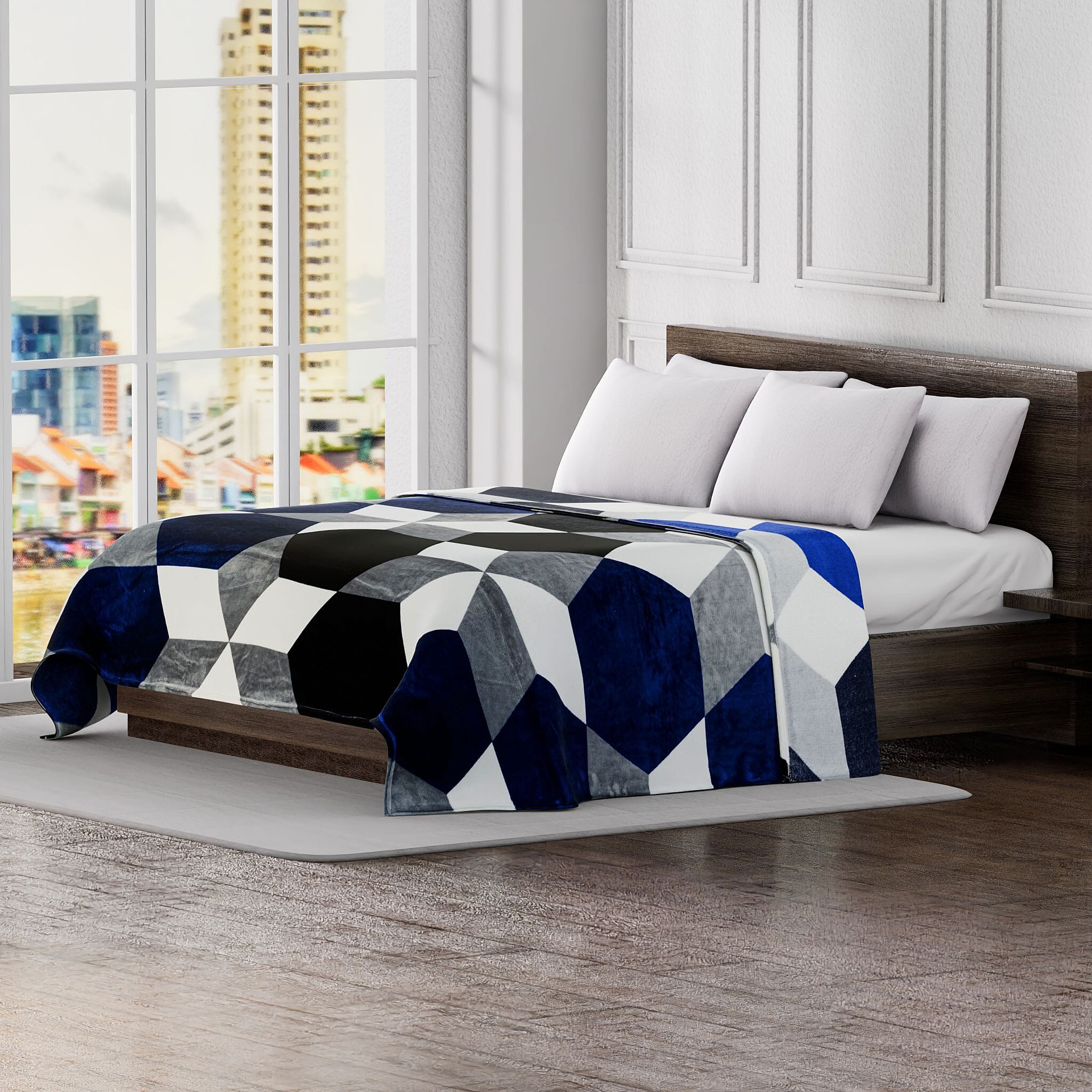 Flannel Printed Blanket - Large - 200 GSM - Blue