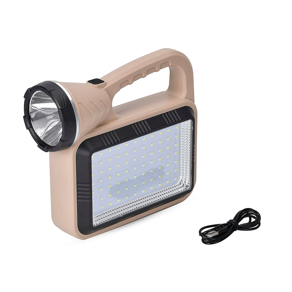 Multifunctional Portable Rechargeable Solar Flashlight and Powerbank (Battery 2400mAh) - Beige
