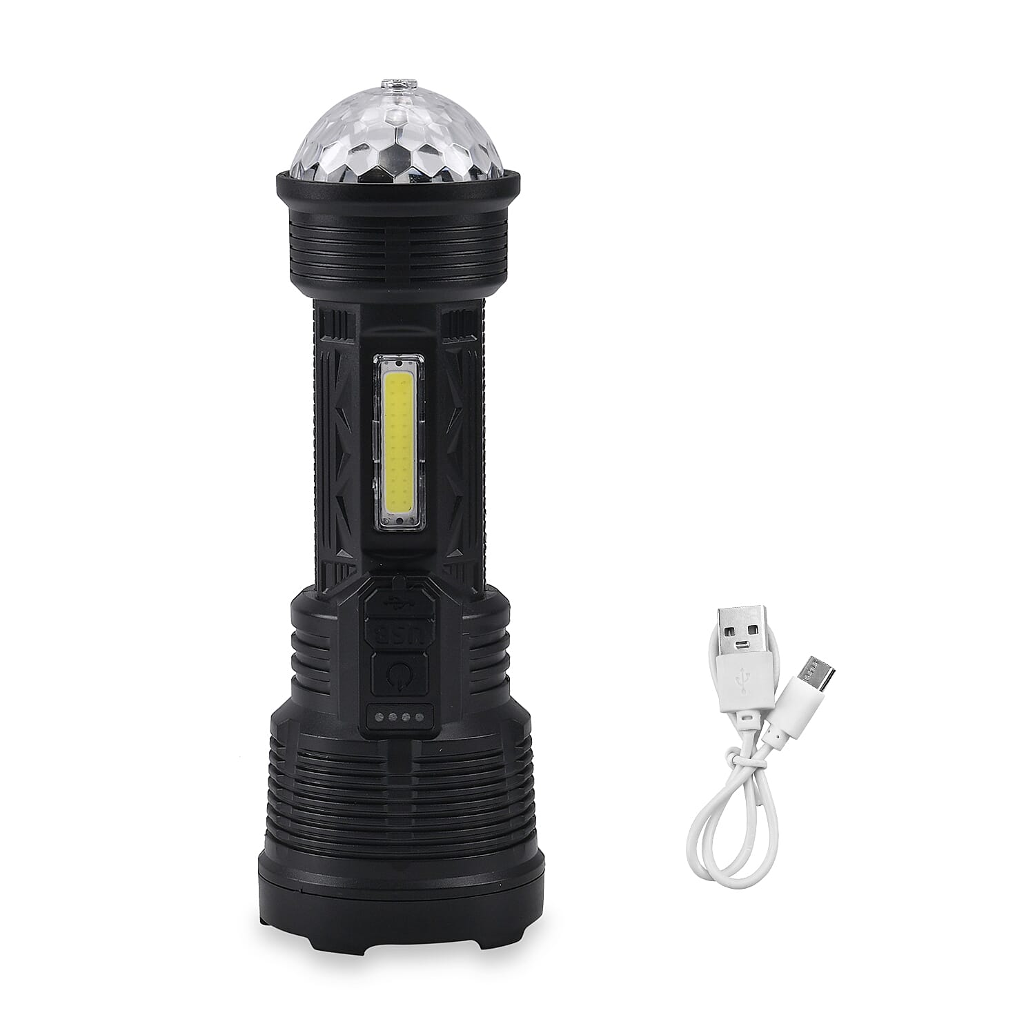 Multifunctional Rechargeable LED - COB Lamp Beads Colourful Flashlight (1200mAh Battery - USB Cable)
