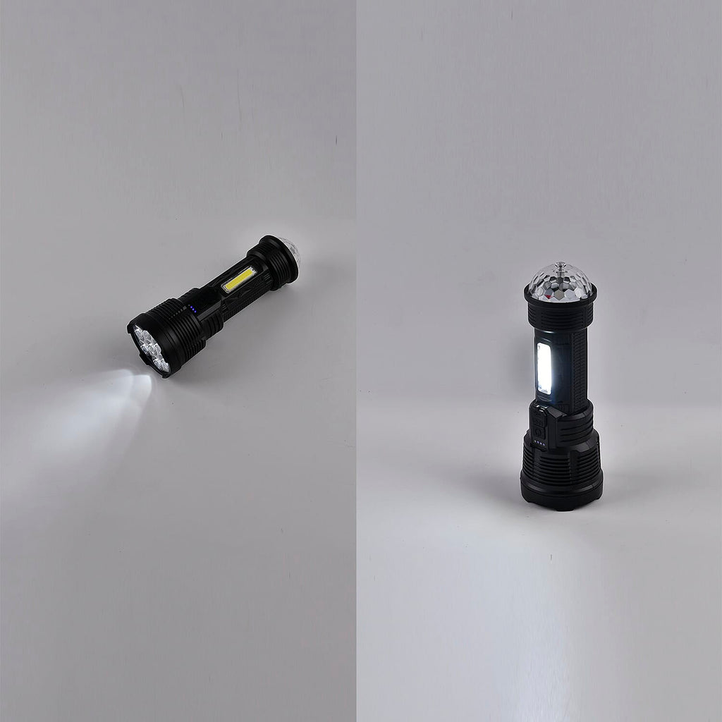 Multifunctional Rechargeable LED - COB Lamp Beads Colourful Flashlight (1200mAh Battery - USB Cable)