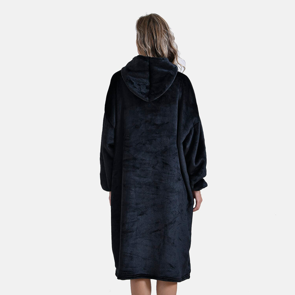 Mega Winter Closeout - Super Soft Fleeced Hoodie Blanket (One Size) - Black