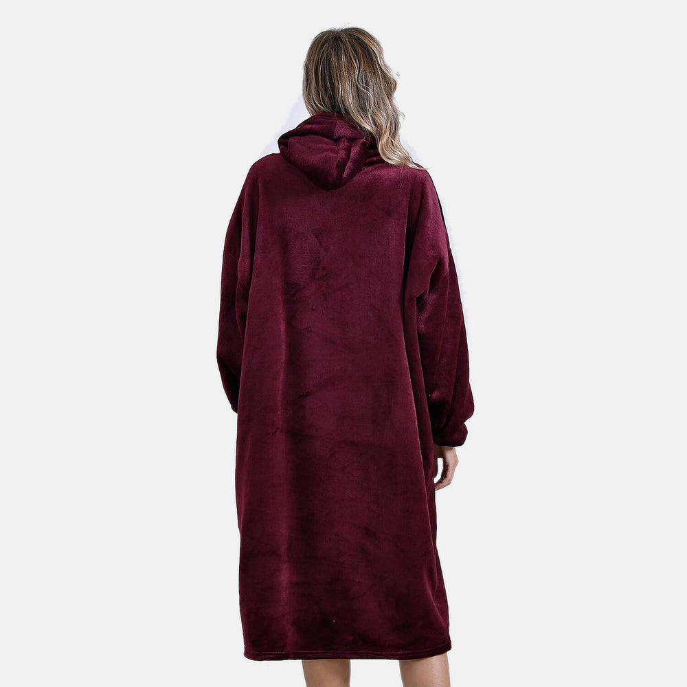 Mega Winter Closeout - Super Soft Fleeced Hoodie Blanket (One Size) - Red