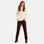 Fleece Lined Pull On Bengaline Trouser 29 (Size - 14) - Chocolate