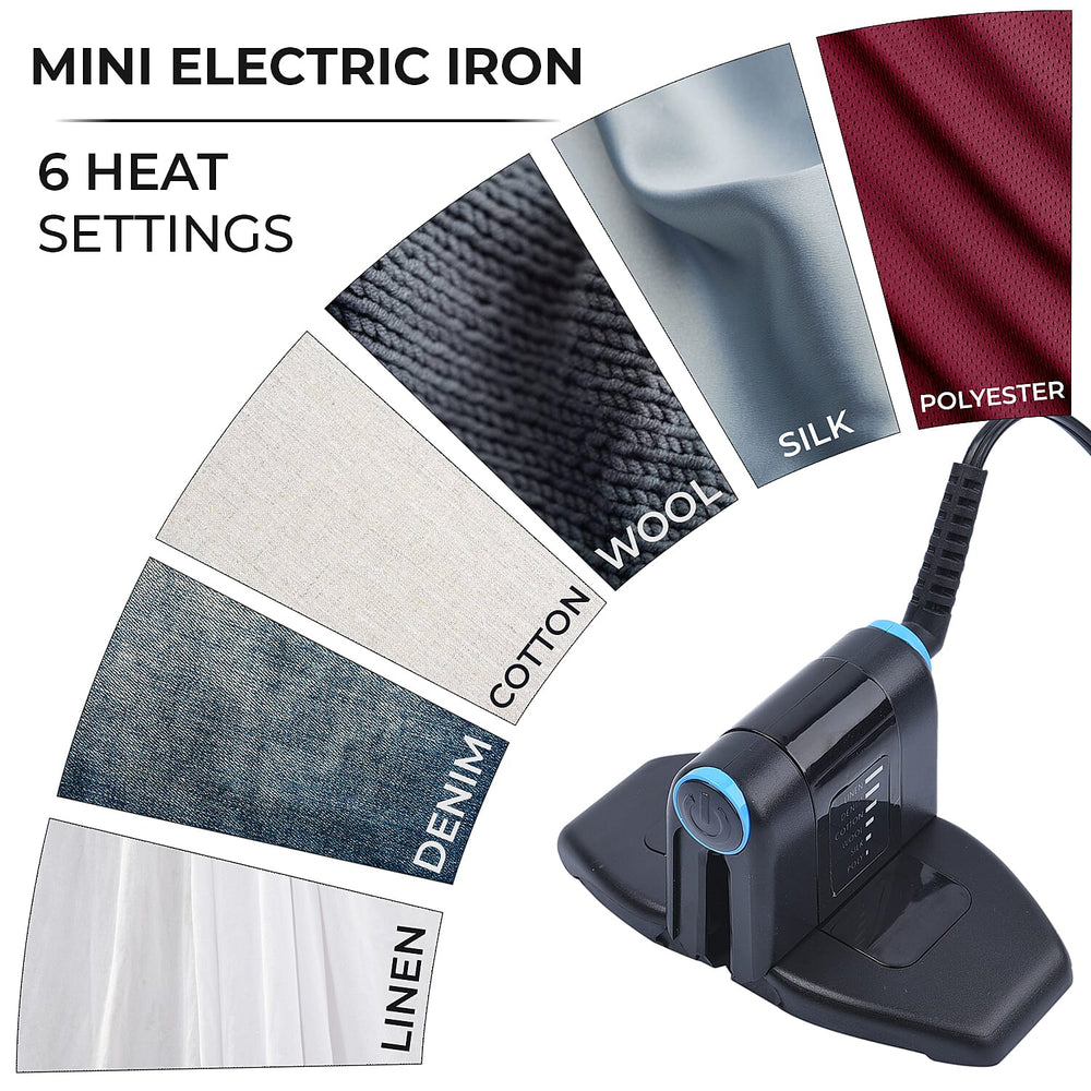 Compact Powerful Foldable Iron (Size 13x8cm) with 6 Heat Settings