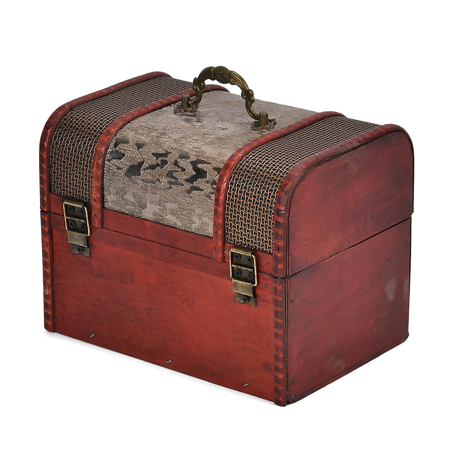 Classic Antique Style Floral Pattern Wooden Storage Box (Size 21x16x14 cm) - Silver