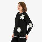 Floral Knitted Jumper (Size 10 to 20) - Black