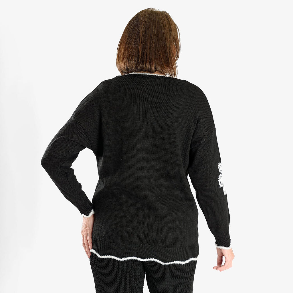 Floral Knitted Jumper (Size 10 to 20) - Black