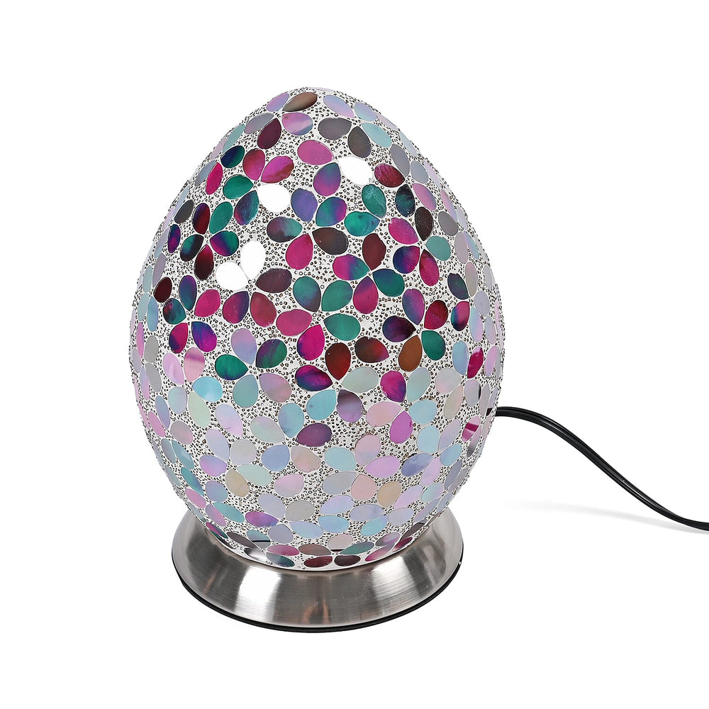 Floral Mosaic Egg Table Lamp Without Bulb - Multicolour