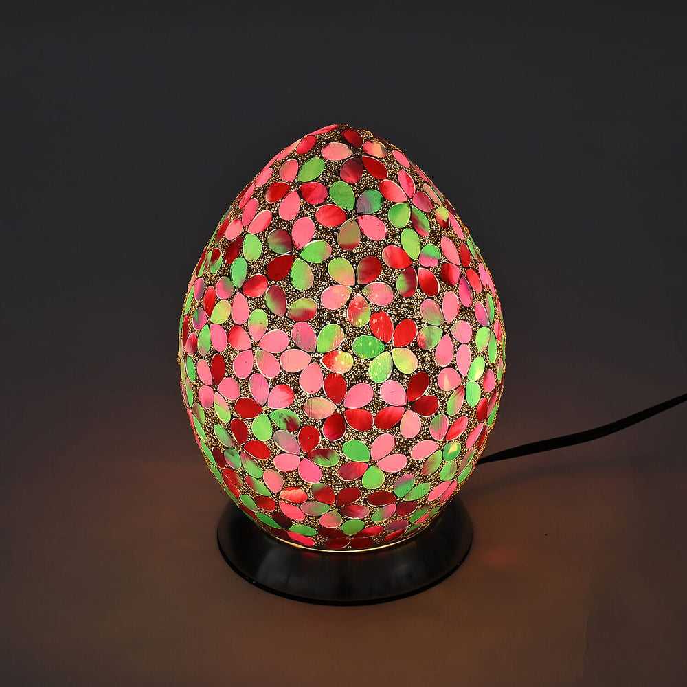Floral Mosaic Egg Table Lamp Without Bulb - Multicolour