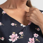 Floral Pattern Off Shoulder Top (Size 12) - Navy - Pink