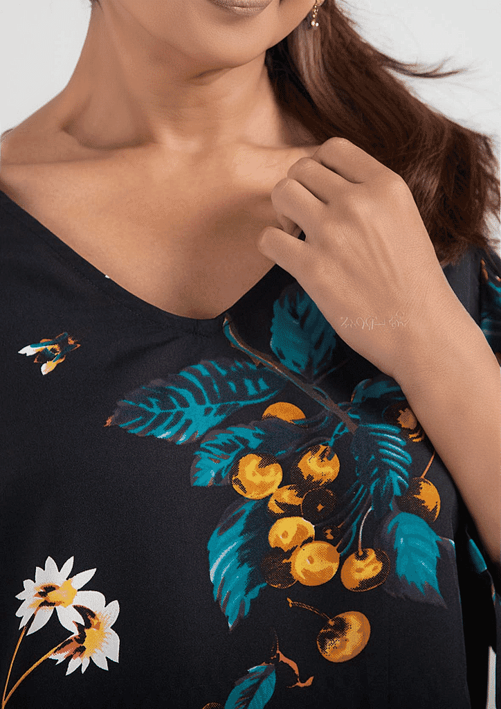 Floral Pattern Off Shoulder Top (Size 12) - Blue and Aqua