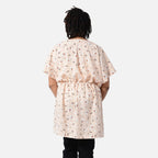 Floral Pattern Shirt with Waist Belt (One Size) - Beige