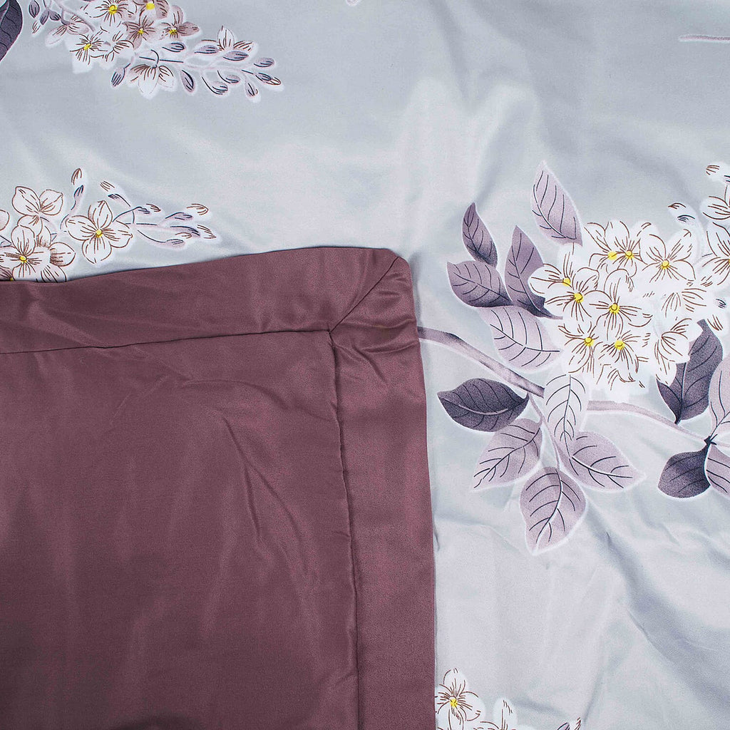 Floral Patterned Set of 3 Pcs -  Comforter (200 x 200cm) and 2 Pillow Covers