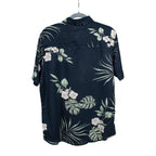 Floral Print Half Sleeves Mens Shirt (Size L) - Navy