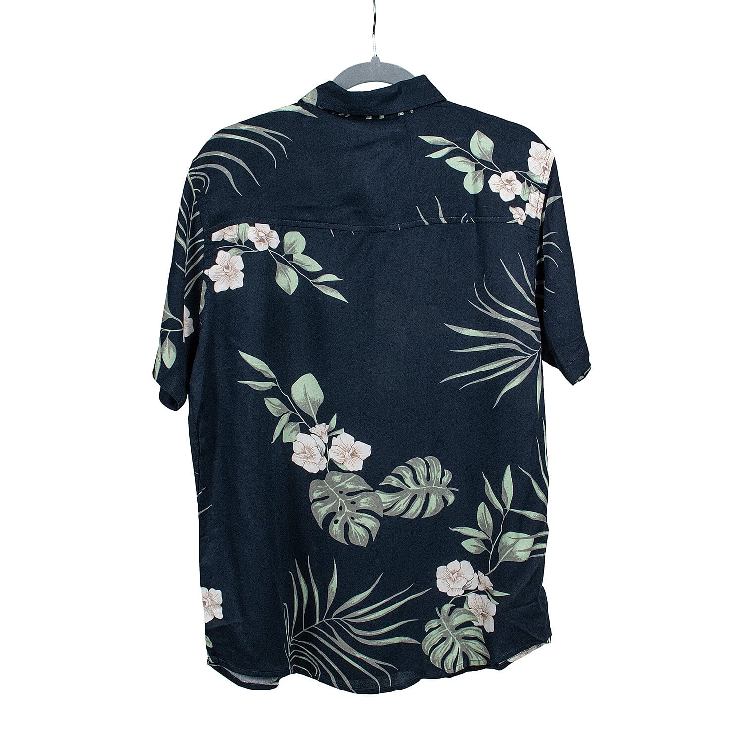 Floral Print Half Sleeves Mens Shirt (Size L) - Navy