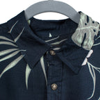 Floral Print Half Sleeves Mens Shirt (Size L) - Navy