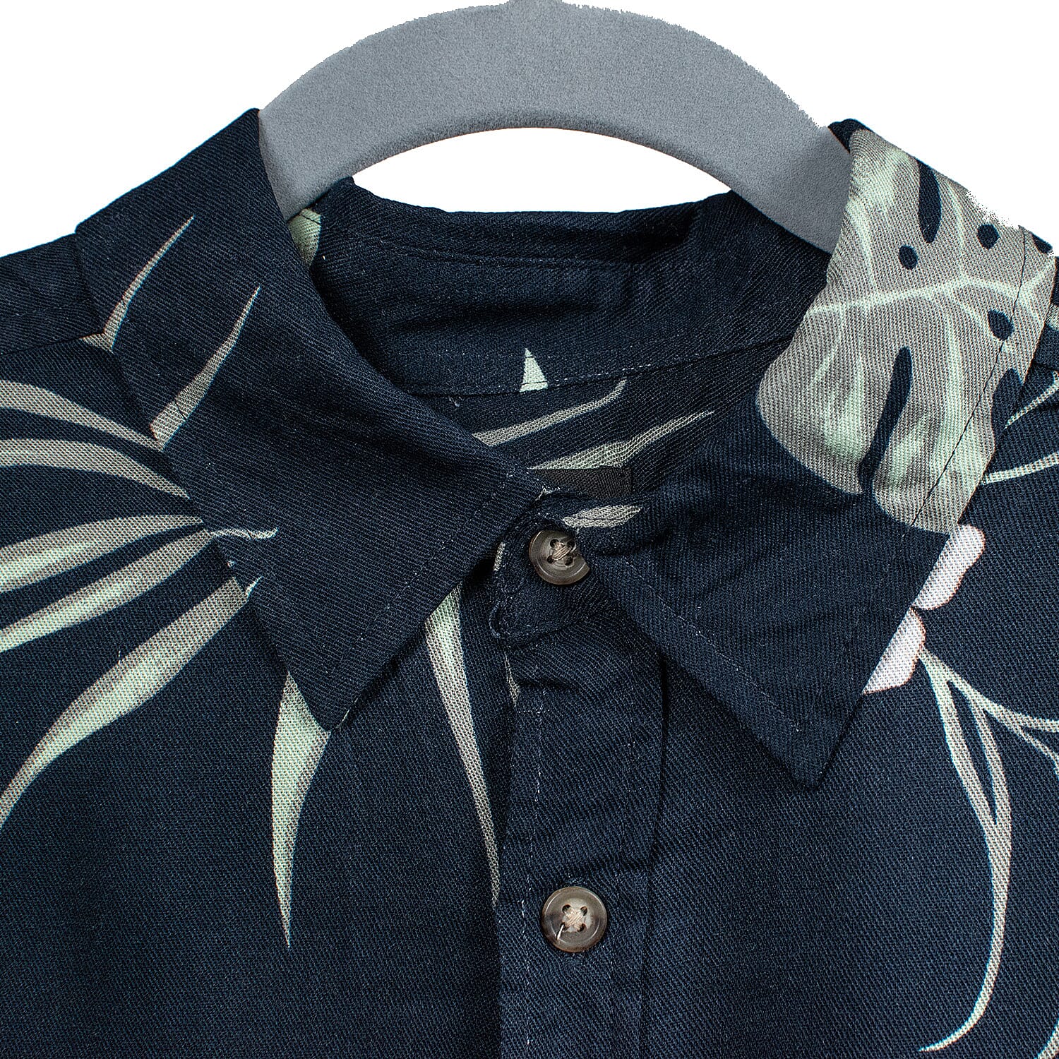 Floral Print Half Sleeves Mens Shirt (Size L) - Navy