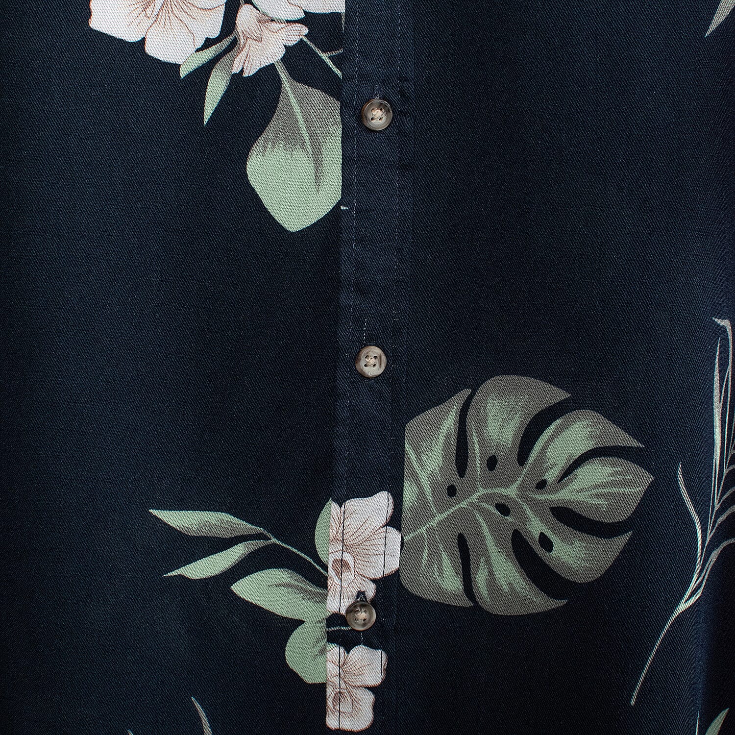 Floral Print Half Sleeves Mens Shirt (Size L) - Navy