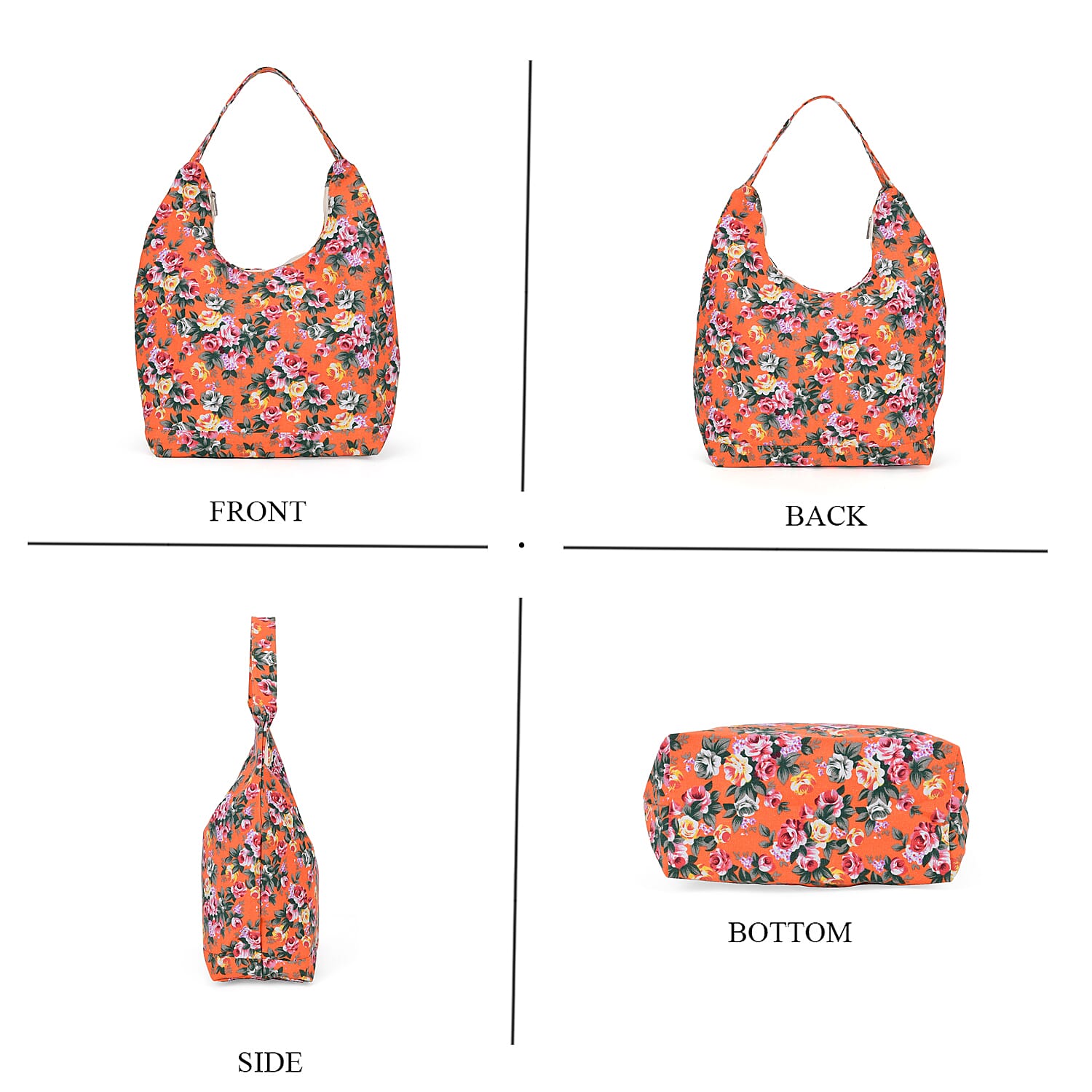 Floral Slouch Tote Bag - Orange