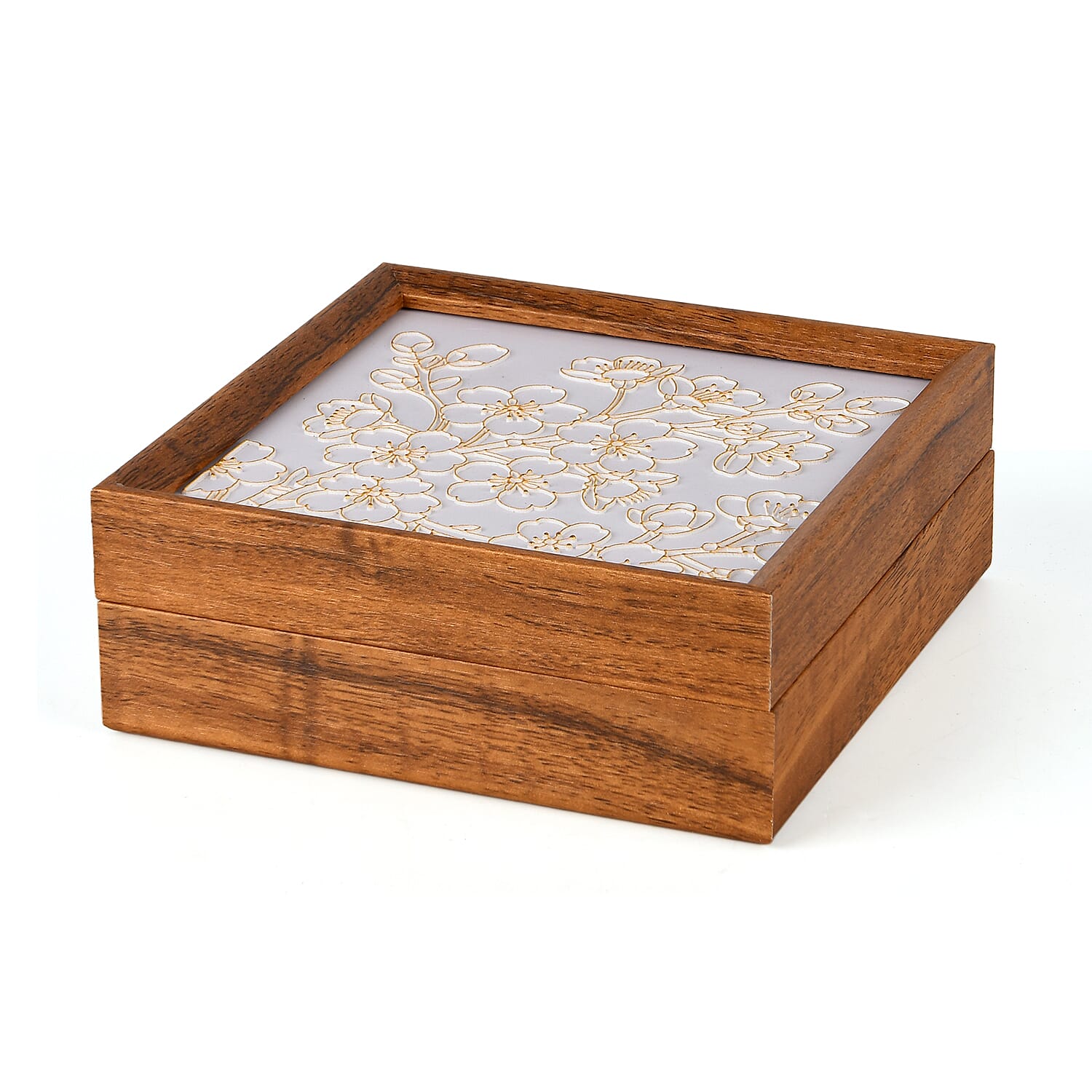 Floral Storage Box (Size 23x15x6 cm) - Multi Color & Brown