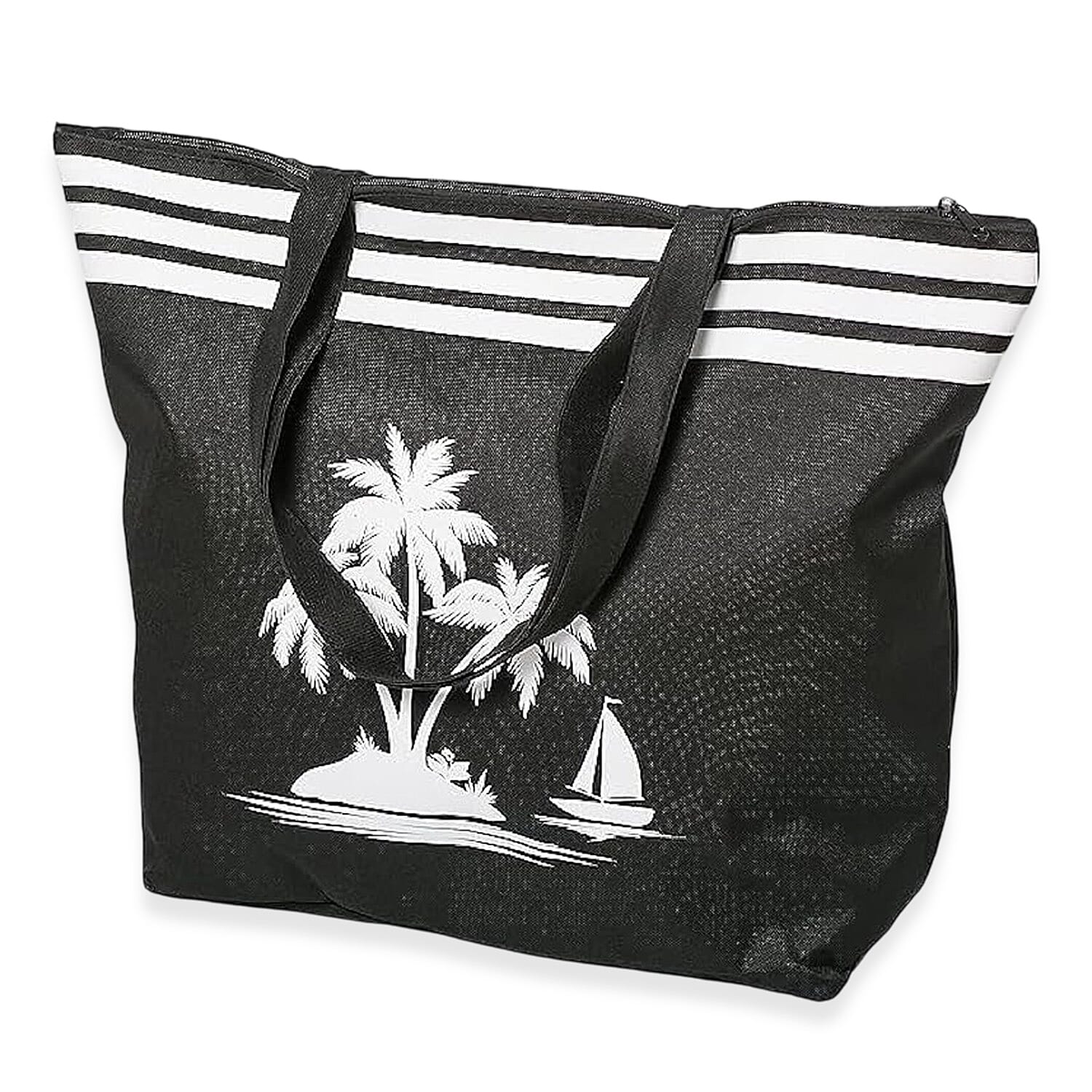 Palm Tree Design Beach Bag - Black
