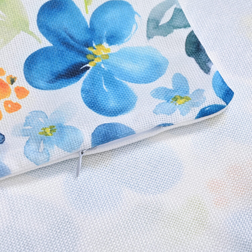 4-Piece Waterproof Outdoor Cushion Covers (Size 45x45cm) - Blue - Green Floral Print