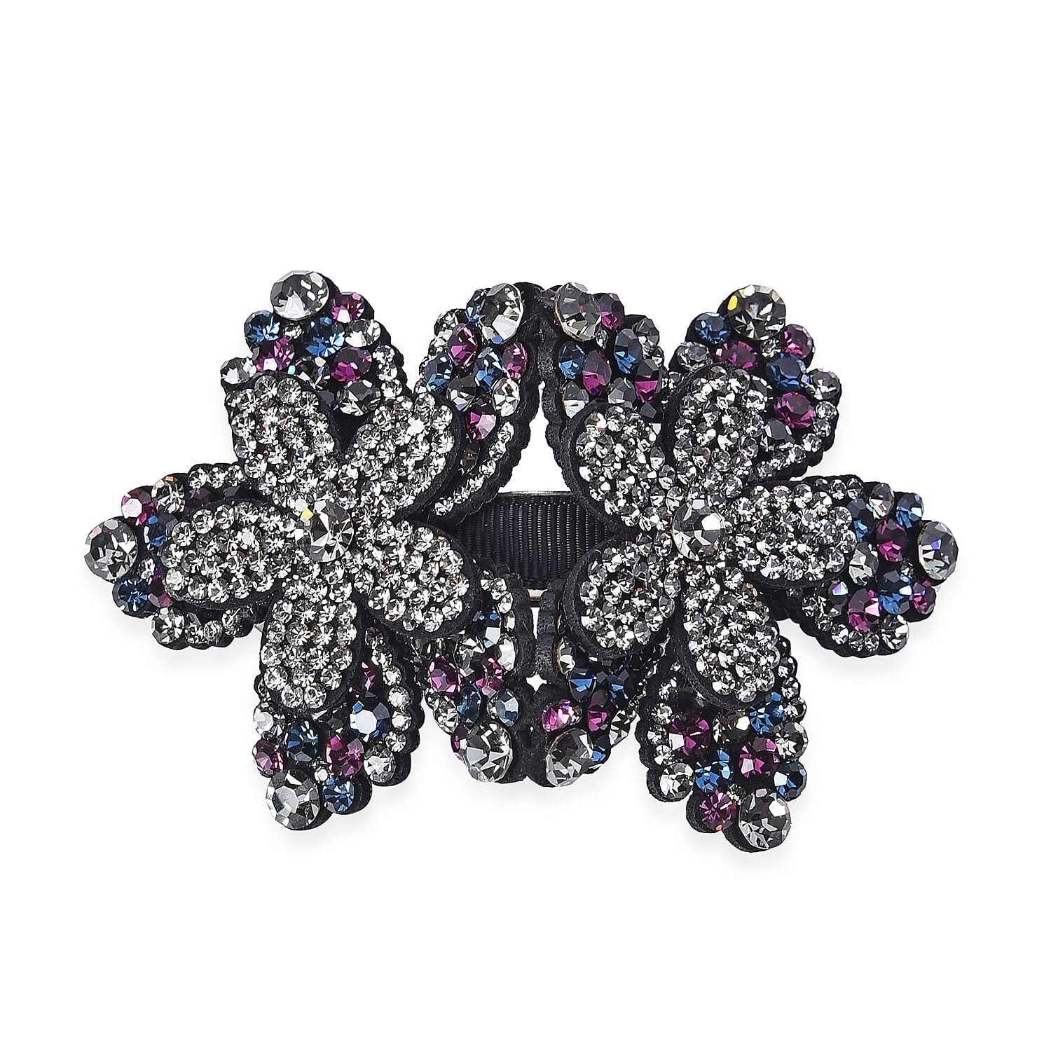 Flower Hair Clip - Dark Purple, Blue Black and Grey