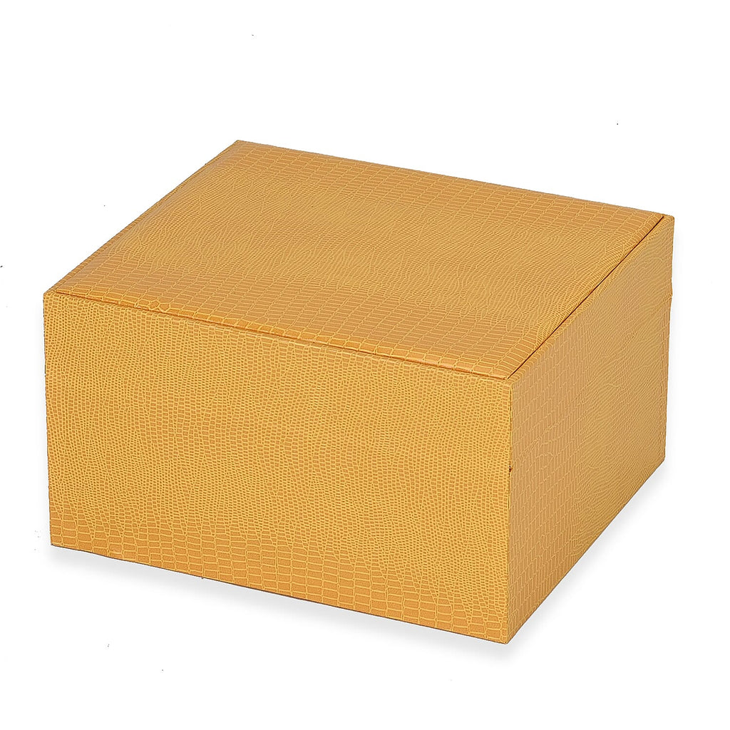 Leatherette Faux Lizard Skin Pattern 2 Layer Jewellery Box (Size 18x16x10 cm) - Yellow