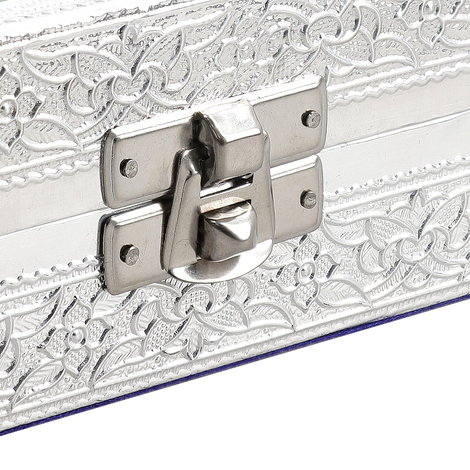 Minakari Oxidized Ring Box Flower Embossed Holds Upto 150 Rings (Size 35x25x5 cm) - Silver