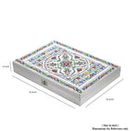 Minakari Oxidized Ring Box Flower Embossed Holds Upto 150 Rings (Size 35x25x5 cm) - Silver