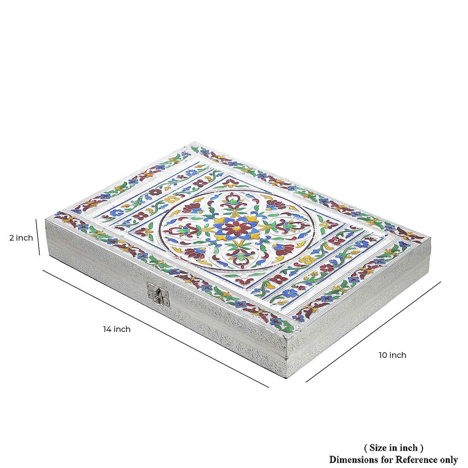 Minakari Oxidized Ring Box Flower Embossed Holds Upto 150 Rings (Size 35x25x5 cm) - Silver